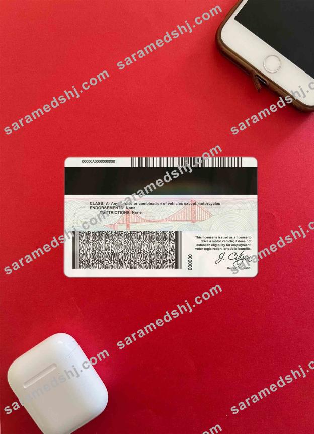 USA California driver license photolook BACK